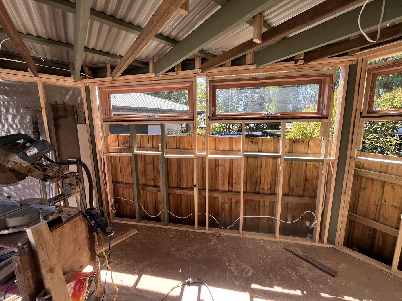 Electrical rough-in cabling during a renovation frame stage