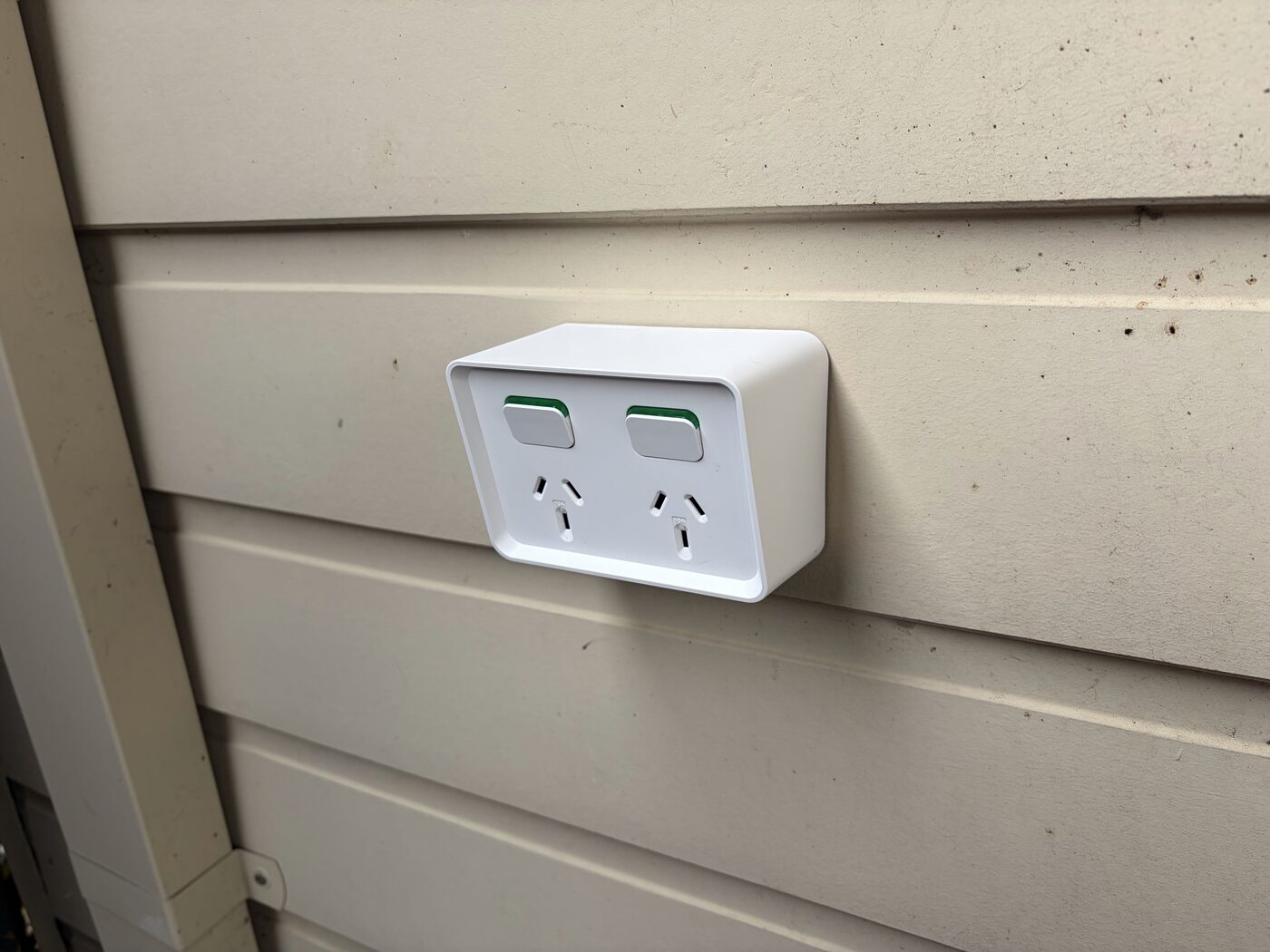 New outdoor power point installed on an exterior wall